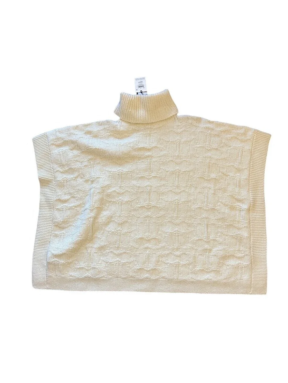 Coach Signature Rare Ivory Wool Blend Poncho Sweater Turtleneck Size XS/S $498
